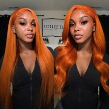 34 Inch Ginger Lace Front Wigs Human Hair Pre Plucked 350 Body Wave Glueless Wigs Human Hair For Black Women #350 Ginger Body Wave Lace Front Wigs 4/27 Colored 13x4 Human Hair Lace Front Wigs 200% Density Highlight 13x4 Human Hair Lace Front Wigs - S350 - 查看 9