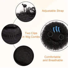 FULCRUM 1 件非洲卷曲发髻高髻马尾辫 4/6/8/10/12 英寸自然黑色非洲蓬松抽绳马尾辫合成接发 适合女性 - 黑色 - 查看 4