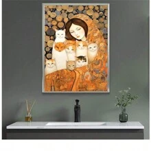 1pc Vintage Poster: Artistic Cats In A Cozy Embrace - Perfect Gift For Cat Lovers - Suitable For Home, Office, Or Hotel Decor, Modern Minimalist Style Print, Living Room And Room Decoration, Bathroom Decoration, Ideal Gift, No Frame