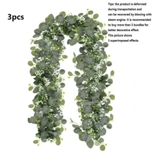 1pc 180cm Artificial Green Vine Garland With Eucalyptus, Baby's Breath And Boxwood Leaves For Wedding, Party, Home Decoration, Arch, Wreath