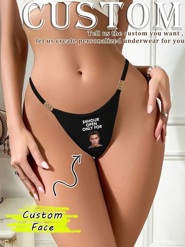 Calcinha personalizada com anel de metal sem costura, calcinha invisível sexy, macia, elástica, respirável, roupa íntima confortável, presente para namorada, esposa, amante, dia dos namorados