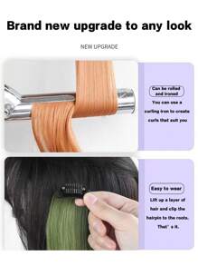 20inch Kids' Colored Curly Hair Extensions, One-Piece Seamless Invisible Clip-In Hair Extension For Adorable And Sweet Look - Multicolor - View 5