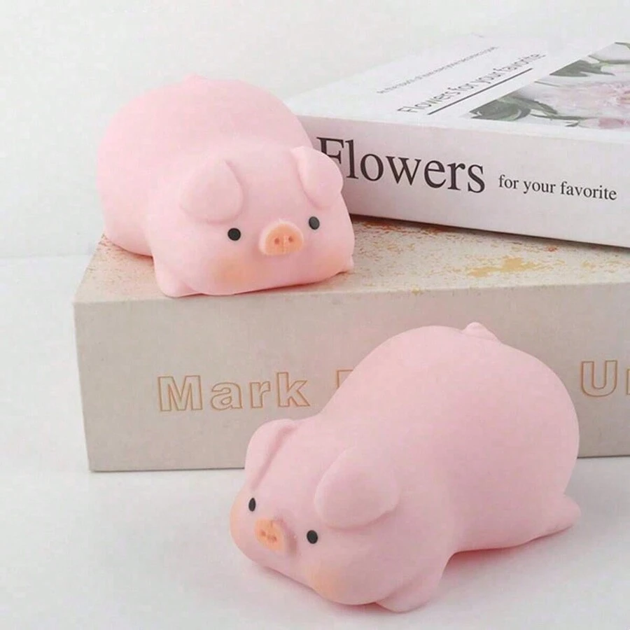 1 件可爱卡通动物创意粉红猪挤压玩具，透气动物减压柔软球慢回弹挤压玩具