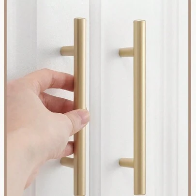 10pcs Gold Cabinet Handles, Painted Cabinet & Drawer Pulls With Screws, Suitable For Kitchen And Furniture Hardware