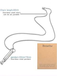 suteyi Mindfulness Breathing Necklace, Stress Relief Pendant, Stainless Steel Men's Anxiety Breathing Necklace - Silver - View 5