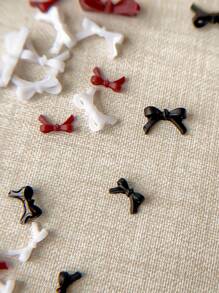 50 件迷你树脂蝴蝶结美甲饰品，黑白相间，轻巧，适合美甲沙龙和个人使用美甲用品指甲美甲饰品美甲宝石