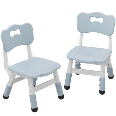 2 Pack Plastic Kids Chair 3 Level Height Adjustable Toddler Chairs Indoor Outdoor Child Chair For Children Boys Girls Age 2-6 Home Family Classroom Daycare Use