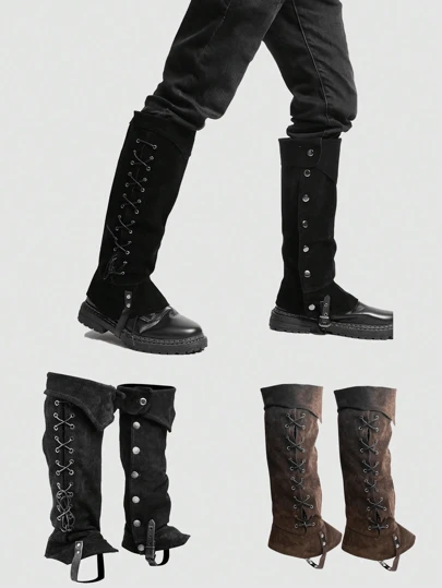 2 peças capas de botas de pirata renascentistas medievais vintage ajustáveis, acessórios steampunk para cosplay, carnaval, palco, adereços de performance