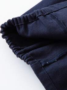 mini bala Váy thêu dây đeo cho bé gái, phong cách bóng bay dễ thương, trang phục mùa xuân cho bé - Denim xanh vừa - Xem 8