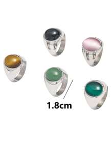 1 peça de cristal natural incrustado em aço inoxidável prateado, ágata, ágata verde, olho de tigre, anel de olho de gato sintético, adequado para presente de casal no dia dos namorados, uso diário para mulheres, mãe, mãe, dia das mães, presente