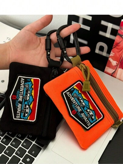 拉链短款钱包带登山扣小零钱包战术钱包尼龙男士休闲钱包