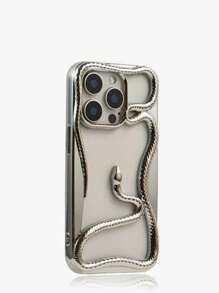 Funda de teléfono con diseño de serpiente hueca, acabado mate y chapado, compatible con Apple iPhone 16 Pro Max/16 Pro/16, Año Nuevo de la Serpiente iPhone 15, compatible con iPhone 14/13/12/11, anticaída, carcasa suave para parejas