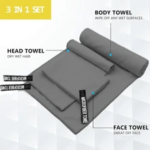 3PCS Quick Dry Camping Towel, Microfiber Travel Towel 3 Size At 1 Pack, Fast Drying Towel Set For Camping, Beach, Gym, Sports, Yoga & Swimming Pool, Spring Outdoor Sports Beach Essentials
