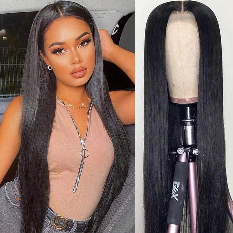 4x4 Lace Closure Straight Wig Human Hair Beauhair Lace Front Wigs Natural Black Color For  Women Pre Plucked With Baby Hair 8-38 Inch
