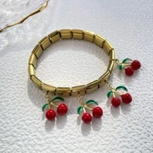 1pc Italy Style Stainless Steel Cherry Pendant Charms Bracelet Component Cute And Detachable Suitable For DIY Making - Cherry - View 9