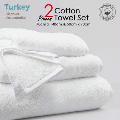 Set Of 2 Different Size Towels Soft Hand/Face Towels, Suitable For Bathroom, Hotel, Travel, Parties, Gifts, Hairdressers, Gyms, All Seasons Use