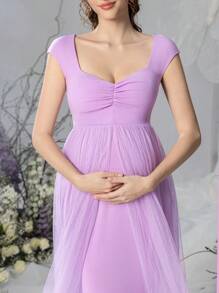Faeriesty Dressalisa Maternity Ruched Bust Long Prom Party Dress - Pink - View 8