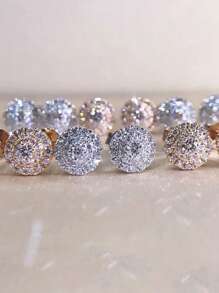 2 chiếc khuyên tai tròn bằng đồng tối giản Cubic Zirconia, quà tặng trang sức thời trang đa năng cho cả nam và nữ - Hoa tai - Xem 5