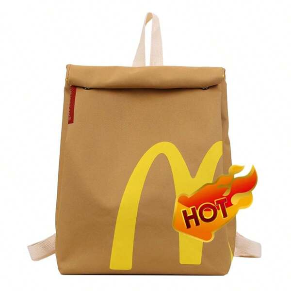 Hamburger Design Backpack, Cute Cartoon Hamburger Schoolbag, Creative Round Daypack