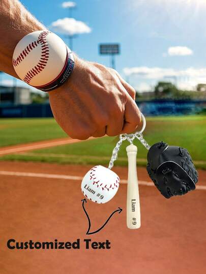 1pc Customized Baseball Sports Keychain Bag Charm, Interesting Gift For Friends, Family, Teammates, Sports Team Memorabilia