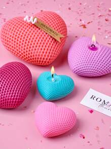 1pc/3pcs 3D Grid Heart Shaped Silicone Candle Mold,DIY Handmade Love Aromatherapy Candle Mold,Valentine's Day Romance Gift,Home Decor - Heart - View 9