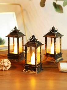 1/2/3 szt. Retro Mini Dekoracyjna Lampa Latarnia z Migoczącą Świecą LED, Dekoracyjna Mini Lampa Wiatrowa z Baterią, Dekoracja Stołu, Wystrój Domu, Wystrój Sypialni, Wisząca Lampa Nocna, Dekoracja Ścienna, Nadaje Się Na Wesele, Dekoracje Świąteczne, Świąteczna Lampa Latarnia