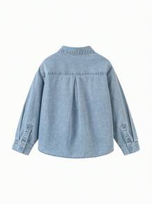 mini bala Boys' Long-Sleeve Shirt, Casual And Stylish Spring Top - Denim Medium Blue - View 5