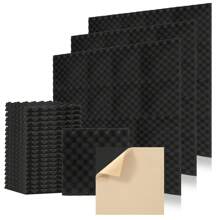 Randaco Confezione da 24 schiume acustiche autoadesive: isolamento acustico perfetto per il tuo studio di registrazione! Riduci gli echi con gli eleganti pannelli acustici neri!