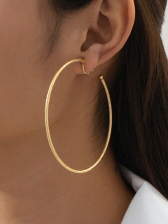 1 par de aros grandes vintage con diseño geométrico hueco mate, regalo para fiestas