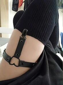1pc/2pcs Solid Color PU Leather Women Sexy Garter Belt, Black Leg Harness Garter, Gothic Style Sexy Lingerie Accessories. Cosplay Leg Decor, Christmas/Valentine's Day Thigh Decoration Gift