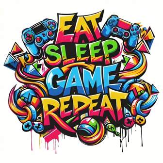 1pc/2pcs/3pcs Cartoon "Eat, Sleep, Play Games Repeatedly" Hot Subsidy, Washable Heat Transfer Sticker, Suitable For DIY, Women/Men's T-Shirts, Backpacks, Pillows, Baseball Caps, Novelty Clothing And Accessory Decoration