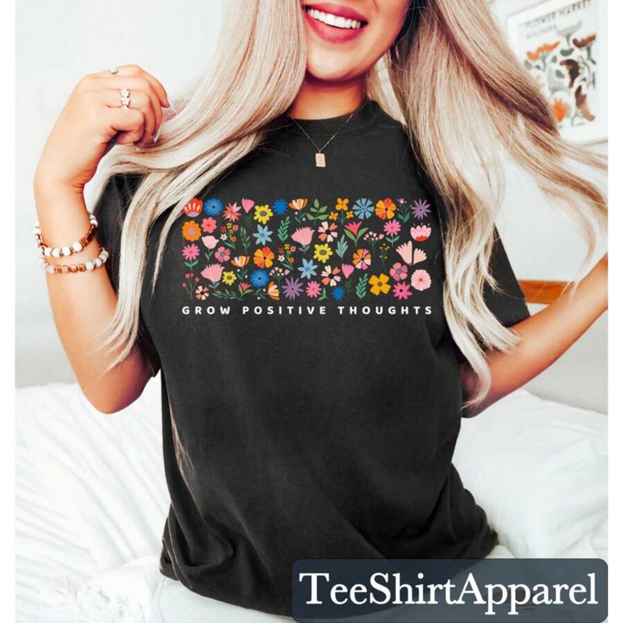 Camisetas de afirmación positiva, Camiseta "Sé Amable", Camiseta de mentalidad de crecimiento de talla grande para mujer, Camiseta gráfica linda de manga corta, Camisetas casuales a juego de manga corta, Camisetas de regalo - Negro - Ver 1