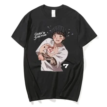 Casual Women S T Shirt KPOP SEVEN 7 JUNG KOOK Female Short Sleeve Summer Harajuku Fashion Couple Kaw Shirt - màu đen - Xem 1