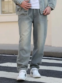 Jeans imprimés stylés pour garçons adolescents et adolescents, pantalons décontracté à la cheville pour garçons, pantalons longs en jean mode