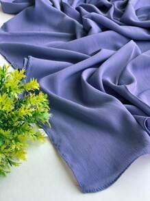 1pc Plain Pleated Chiffon Scarf, Women's Daily Headscarf, Women's Dress Accessory - Solid Color - View 11
