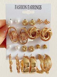 Simple Exaggerated Elegant Metal Geometric Stud Earrings, Perfect For Vacations, Dates, Gifts And Everyday Wear