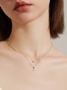 Xingyue Sterling Silver Pendant Double-Layer Necklace For Women, High-End, Versatile, Light Luxury, Niche Design, Clavicle Chain Accessories