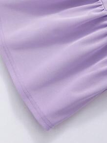 Young Girl Summer Short Sleeve Crewneck Strawberry Print Top + Solid Color Elastic Waist Skirt 2 Pieces Set