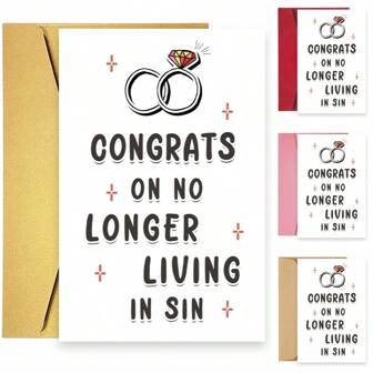 1 张有趣的新郎新娘结婚卡，成人幽默的黄色婚礼祝贺卡，粗鲁的订婚卡送给朋友，恭喜你不再活在罪恶中