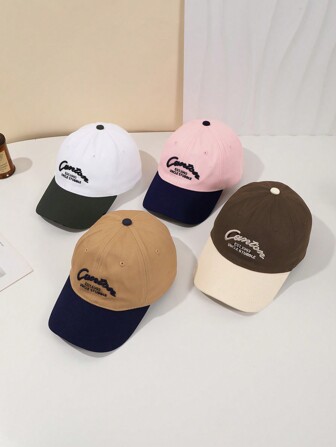 1 szt. Unisex Colorblock haftowana litera regulowana modna uniwersalna czapka baseballowa, odpowiednia do codziennego noszenia