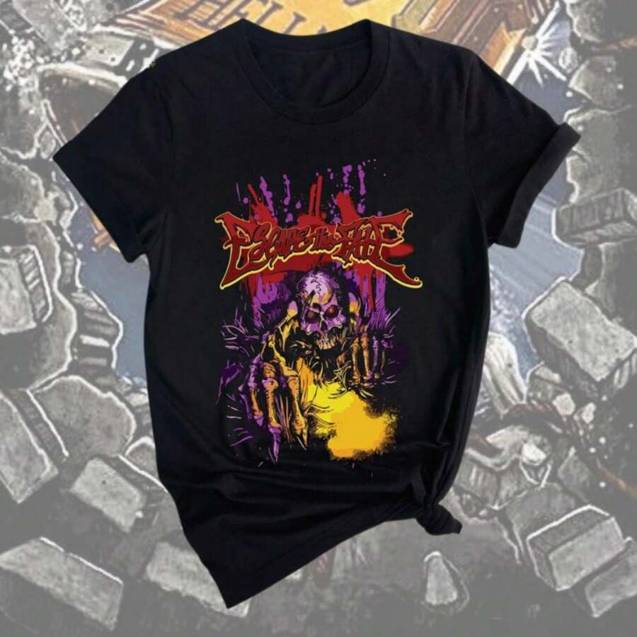 Escape The Fate Band T-Shirt Featuring Bold Artwork Dynamic Designs And The Signature Energy Of Post Har  Ore And Alternative Rock - Black - View 1