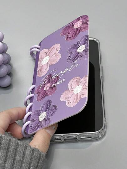 Funda de teléfono morada de verano, 1 pieza de funda con tapa estilo libro con pintura al óleo con diseño de flores, compatible con Apple 11/12/13/14/15/16 Pro Max, Galaxy A05/A15/A25/A35/A53/A54/A55/S23/S24 Ultra, resistente al agua, a golpes y a arañazos