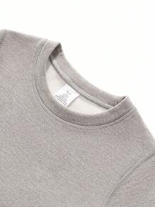 2pcs/Set Snug Fit Children Sleepwear Pajamas, Solid Color Warm Basic Wear-Out Suits, Fashionable For Autumn/Winter