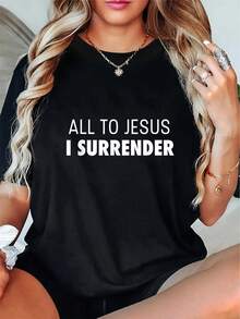 All To Jesus I Surrender Deluxe Encouraging Faith T-Shirt - Black - View 1