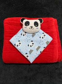 Baby Blanket Kit With Soft Blanket For Baby Boy And Girl With Pacifier Clip - Kit Panda Rojo Azul - Ver 2