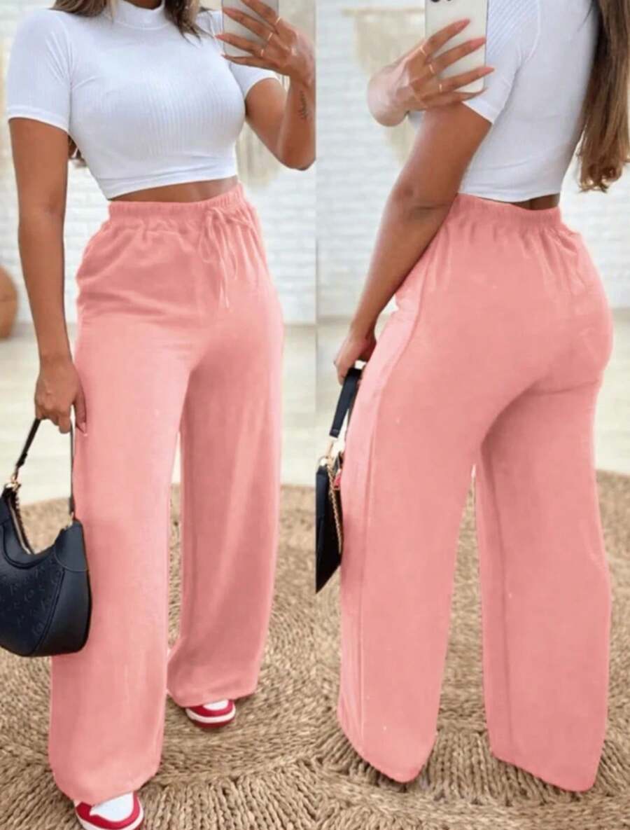 Plain Duna Pantaloons With Pocket Women's Fashion - Party Punch - View 1