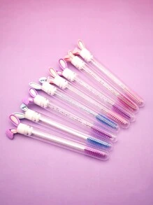1 pieza/2 piezas Cepillo de pestañas con forma de oreja de conejo, cepillo de máscara de alta calidad, pincel de maquillaje portátil para viajes, color aleatorio - Multicolor - Ver 5
