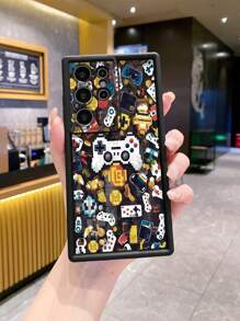 1pc Shockproof Phone Case With Mosaic Pattern Camera Handle Compatible With Iphone/Compatible With Galaxy/Compatible With Infinix/Compatible With Redmi/Compatible With OPPO/Compatible With VIVO//Compatible With Realme/Compatible With MOTO/Compatible With Itel/Compatible With Tecno,International Version, Not The Domestic Version, - Black - View 2