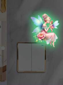 2 Sheets Removable Switch Stickers Glow In The Dark Wall Sticker Glow In The Dark Butterfly Fairy Wall Sticker For DIY Home Decor Switch Decoration ﻿ Gifts Birthday Graduation Personalised Stickers - Multicolor - View 2