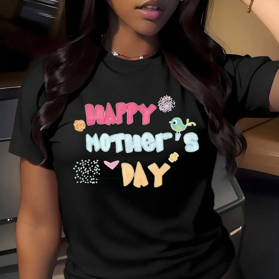 FashionHappy Mother'sDesign T-Shirt  Soft And Comfortable Round Neck Short Sleeve